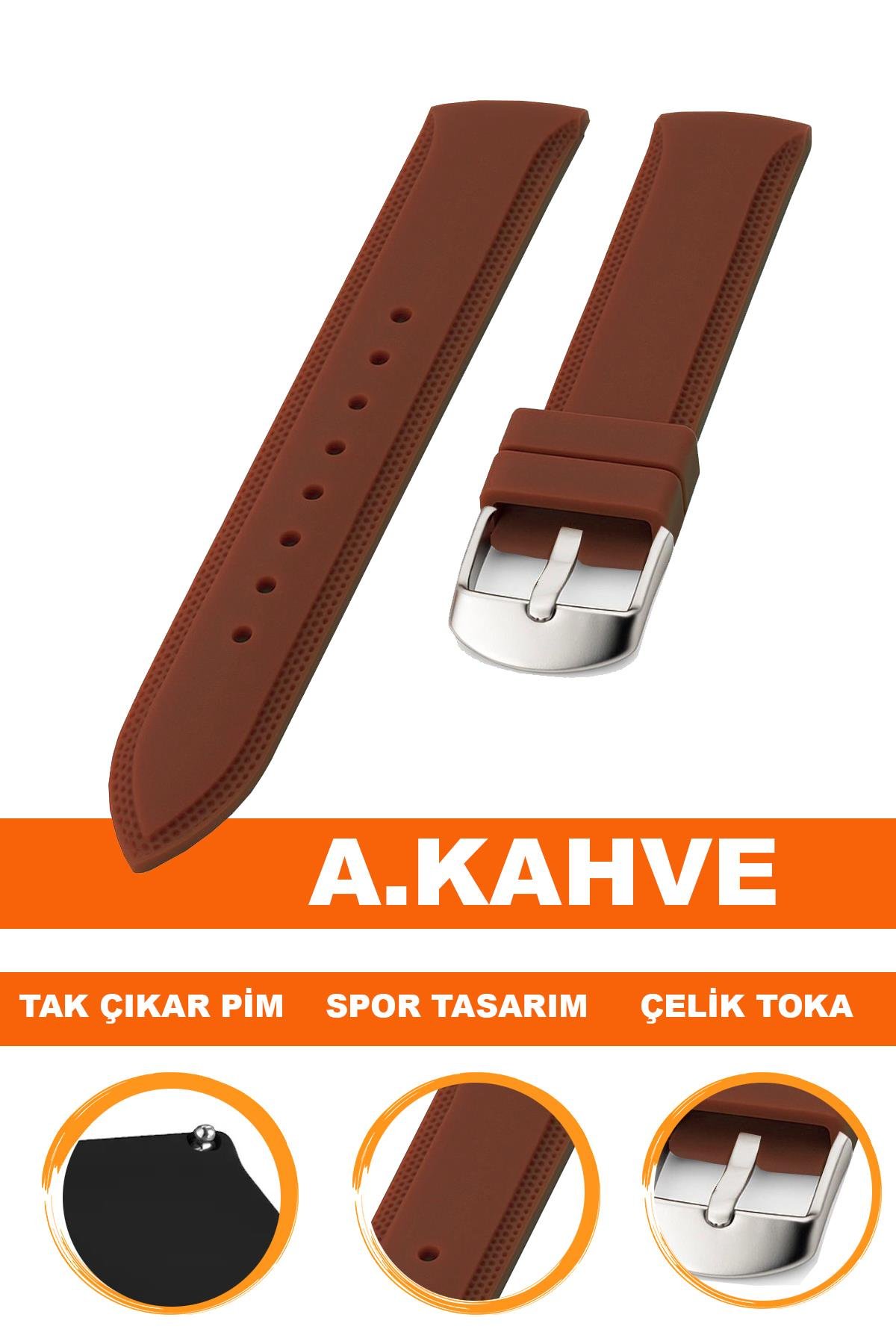 Cobra S01A18-AK Açık Kahve Silikon Saat Kordonu