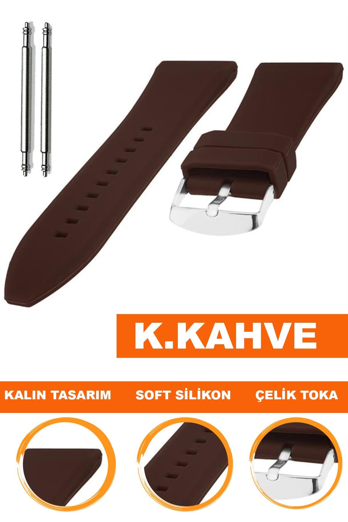 Cobra S01A36-DK Koyu Kahve Silikon Saat Kordonu