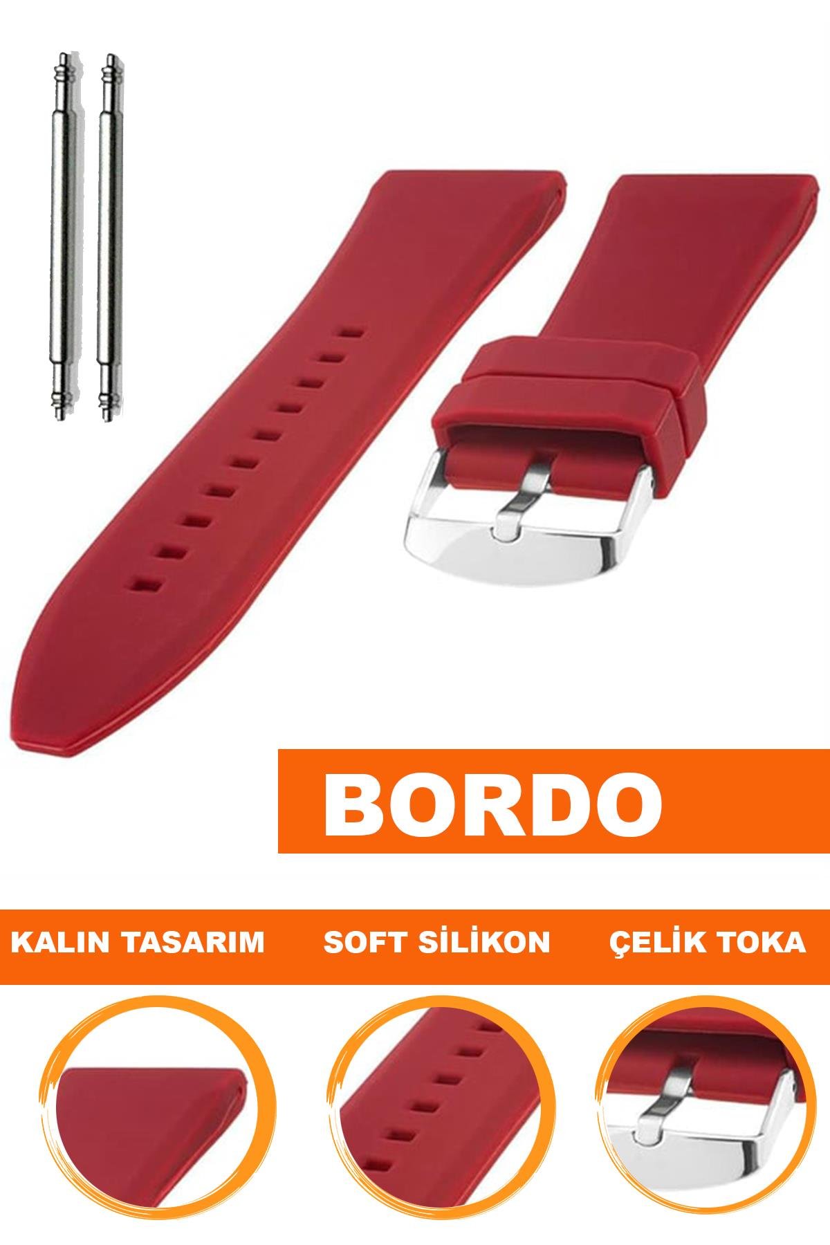 Cobra S01A36-DR Bordo Silikon Saat Kordonu