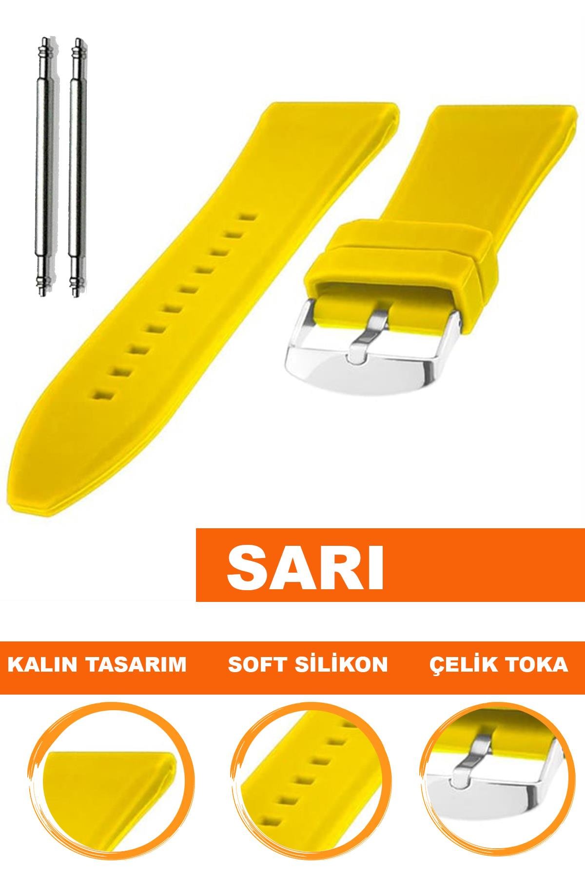 Cobra S01A36-Y Sarı Silikon Saat Kordonu