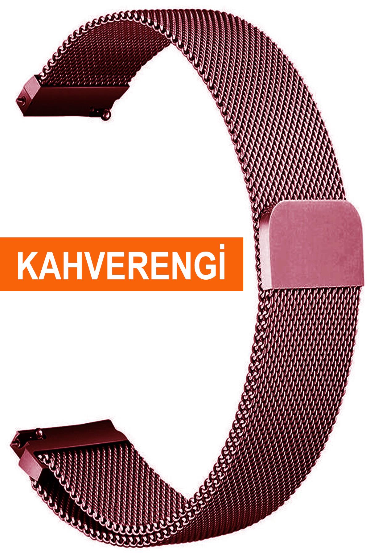 Huawei Watch Gt Gt2 Gt3 Gt4 Gt5 Uyumlu Kahverengi Renk Paslanmaz Çelik Mıknatıslı Hasır Saat Kordonu Kayışı