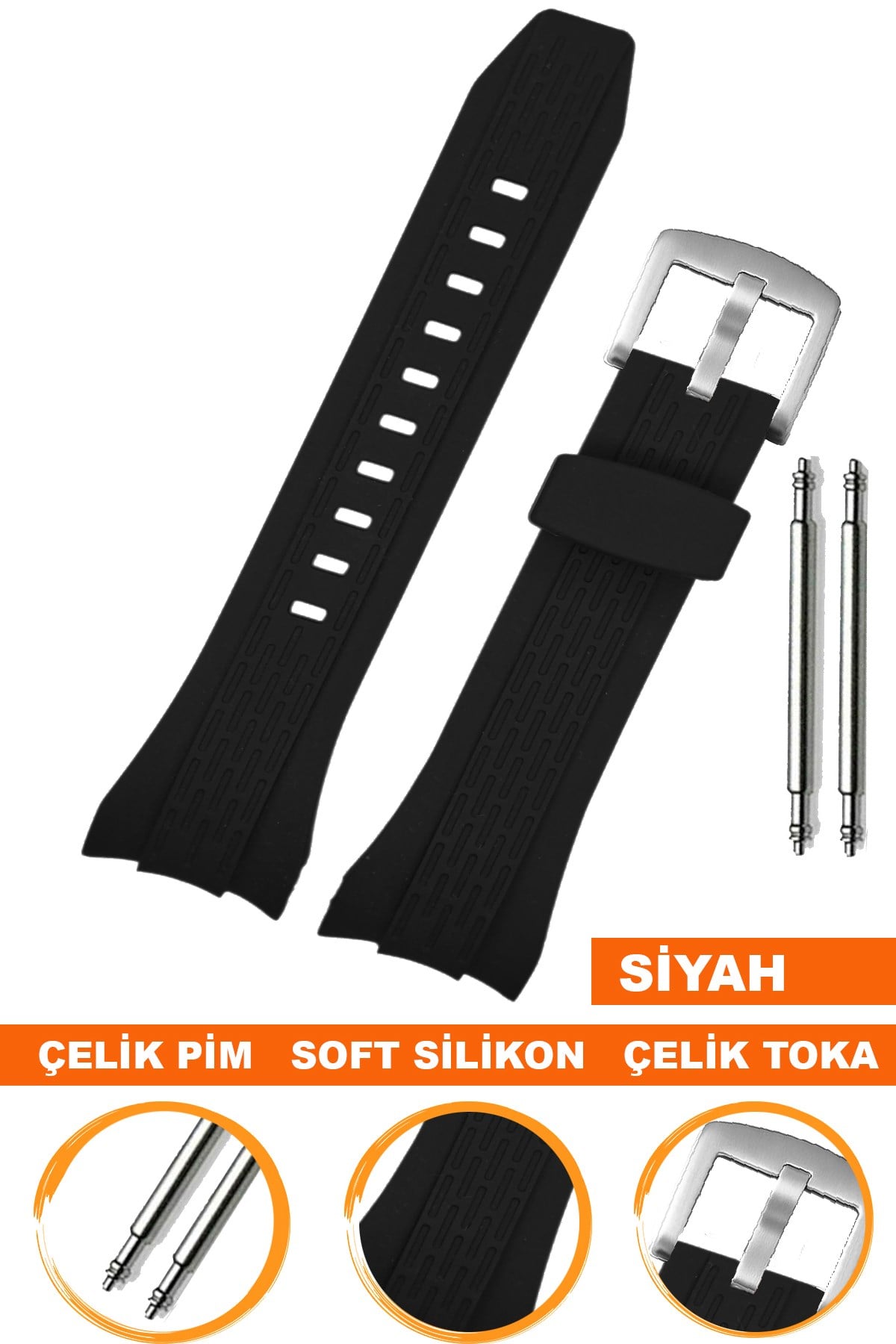 Seiko Lord Modeliyle Uyumlu 26x20mm Silikon Saat Kordonu S02SL-B 
