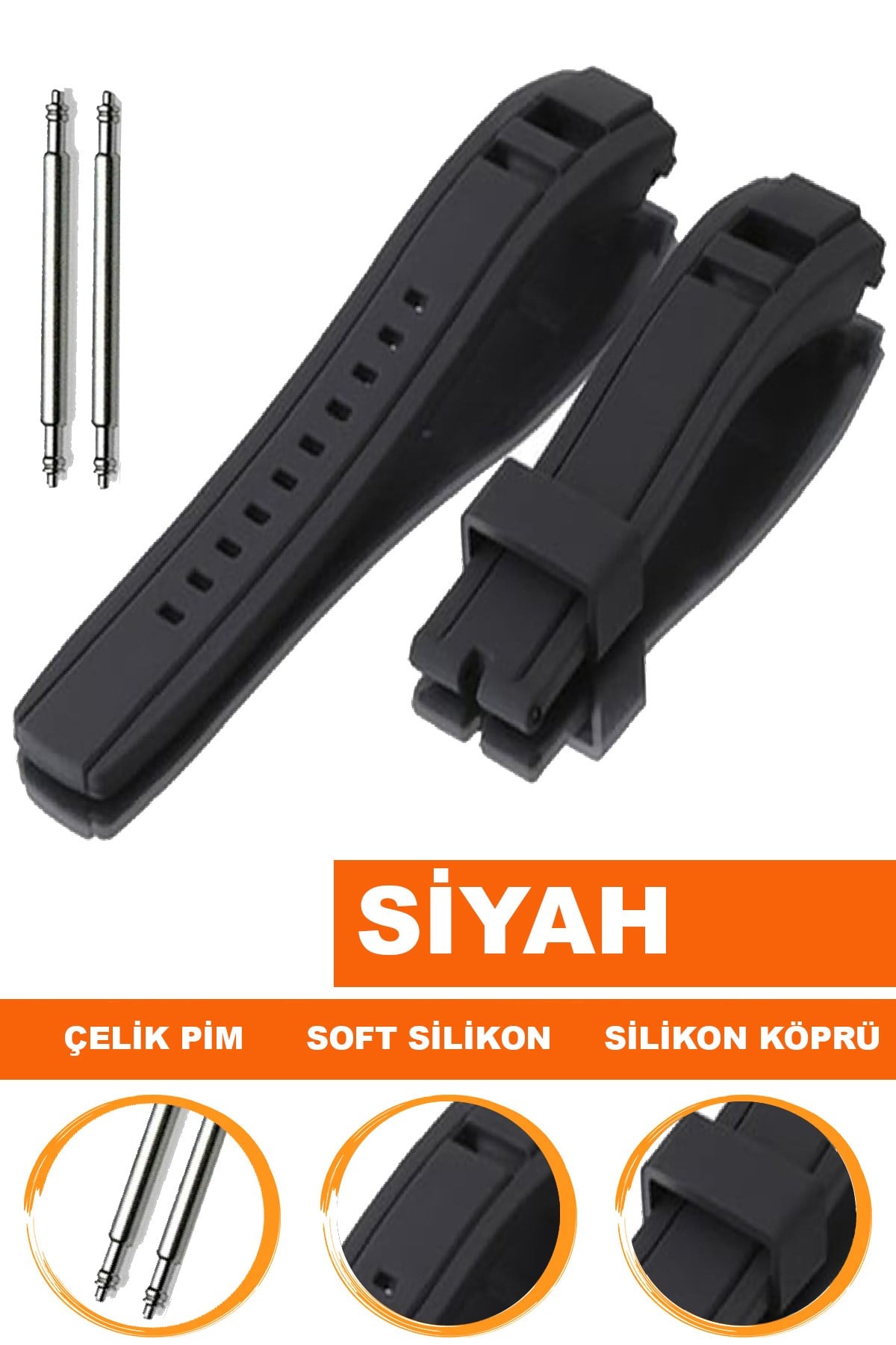 SEIKO VELATURA III Modeli Uyumlu 22x20mm Silikon Saat Kordonu S02SVY-B 