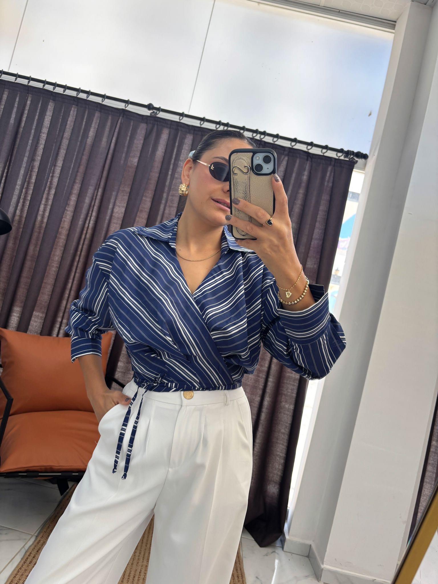 785 ÇİZGİLİ BAĞLAMALI GÖMLEK