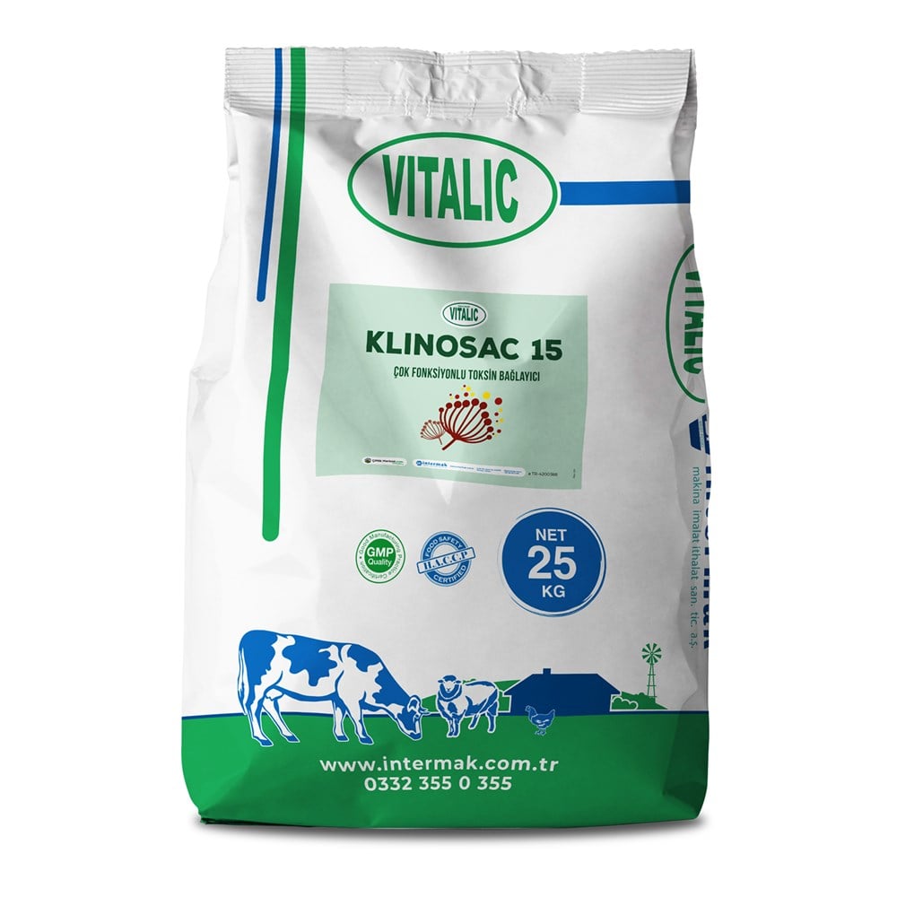Yem Katkı ÜrünleriVitalicKSAC 551VITALIC KLINOSAC 15-ÇOK FONKSİYONLU TOKSİN BAĞLAYICI (25 KG)