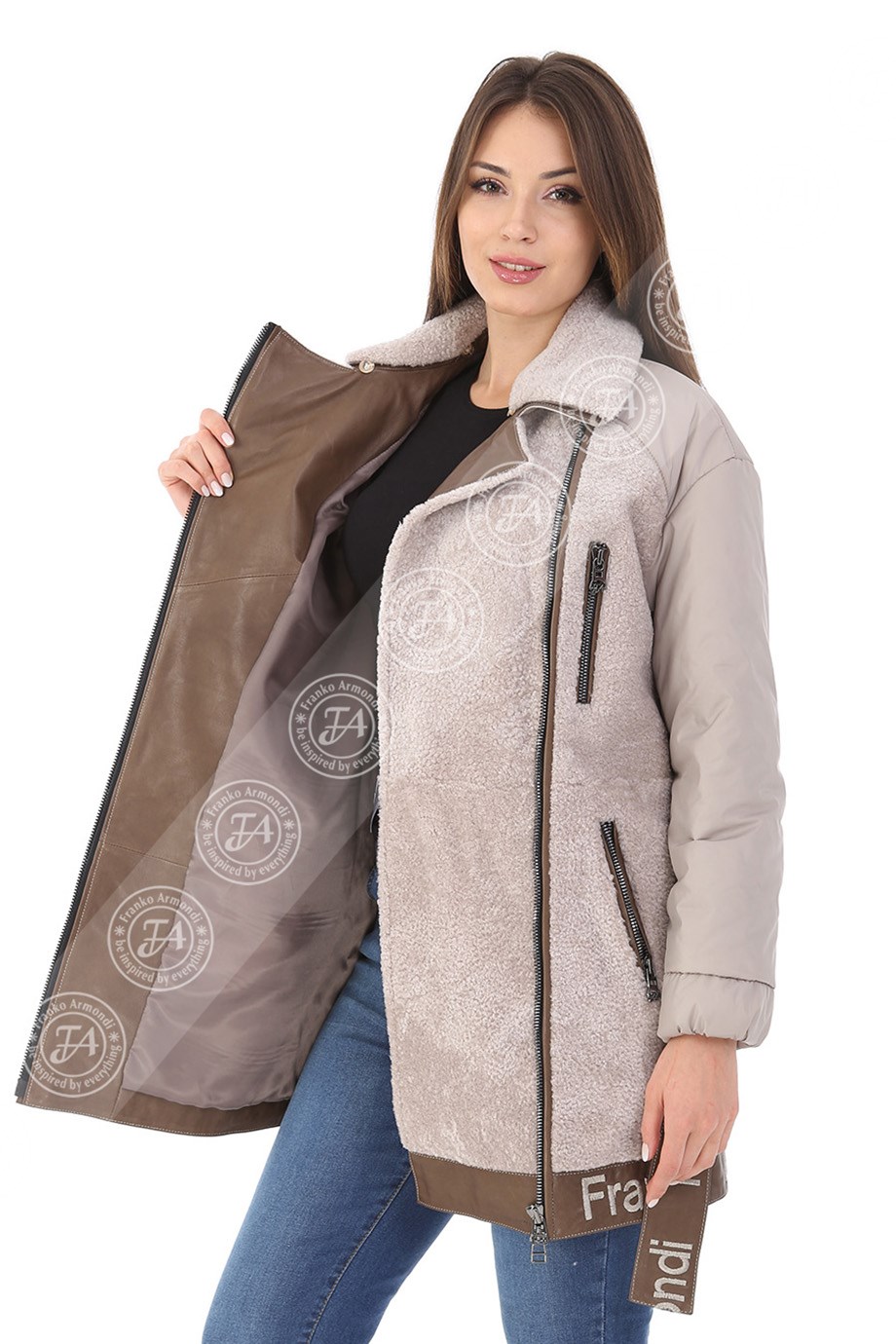Bayan Gerçek Deri Kışlık Spor Luxury Kaban Bej BK-1580 - 19997 FA3