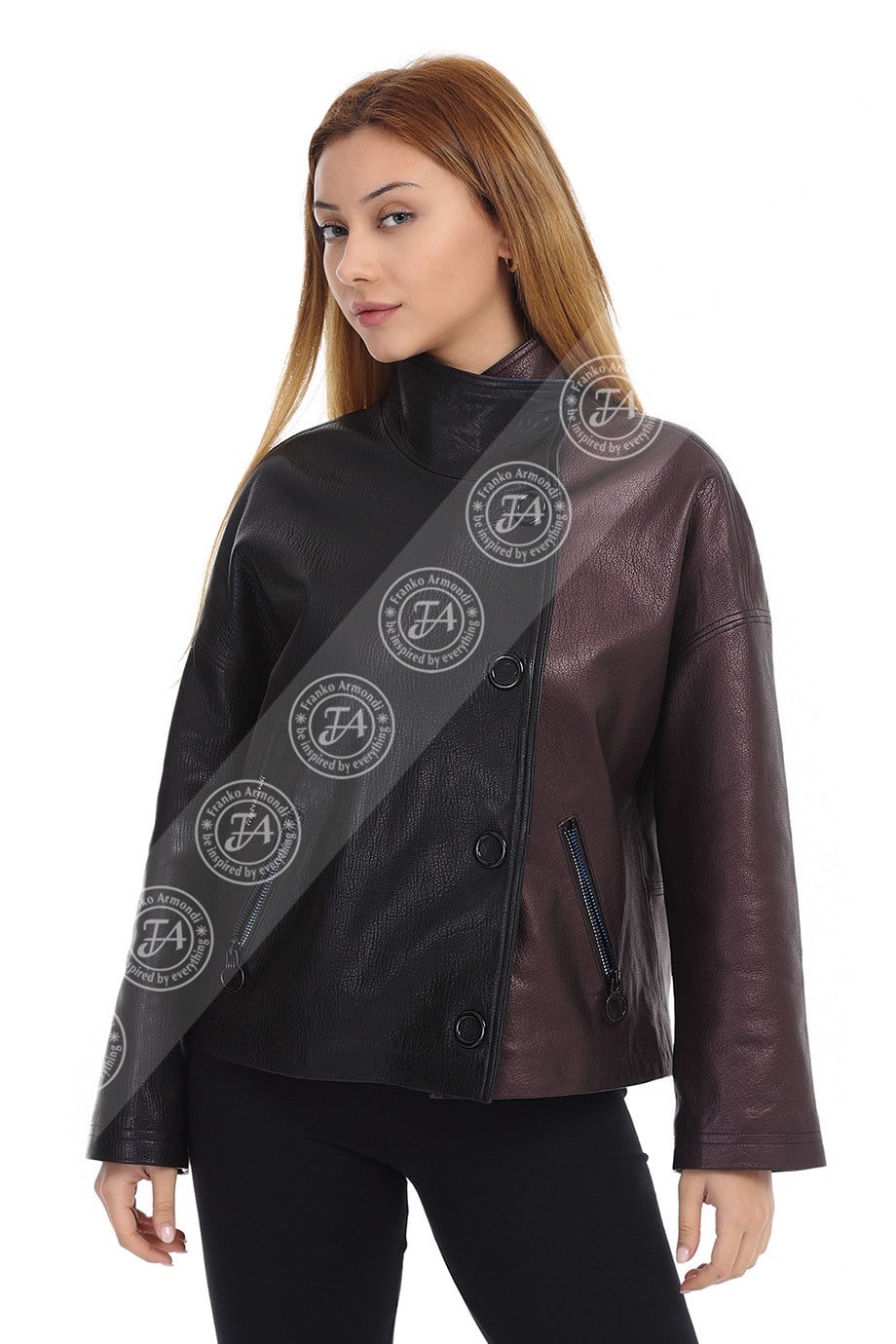 Bayan Gerçek Deri Klasik Kaban  Oversize Siyah bk-1430 G-19603 FA2