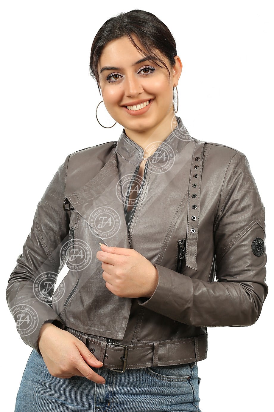 Bayan Gerçek Deri Spor Luxury Mont Yazılı Gri bk-1356-19446 FA2