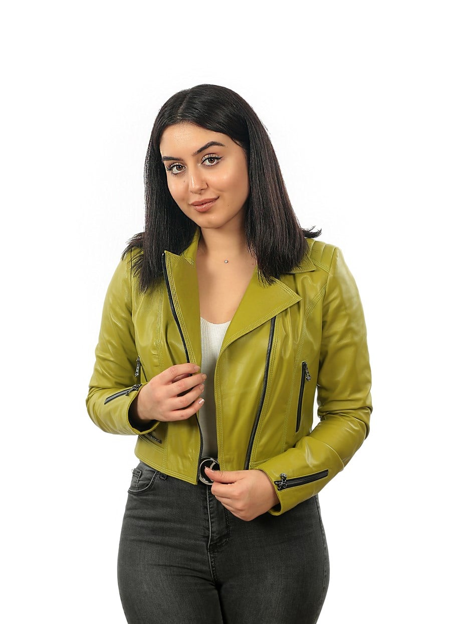 Bayan Gerçek Deri Spor Mont Fıstık Yeşili MBK-1308-19429 FA2