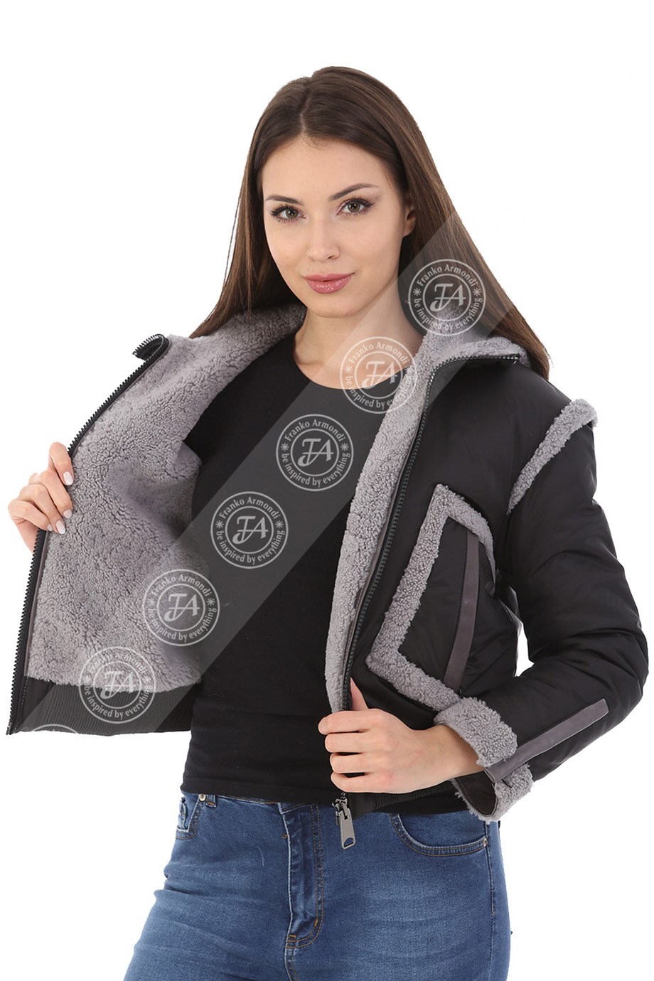 Bayan Su Geçirmez Kumaş Beli Lastikli Kapşonlu Kışlık Spor Luxury Mont Siyah BK-1576 - 19998 FA3