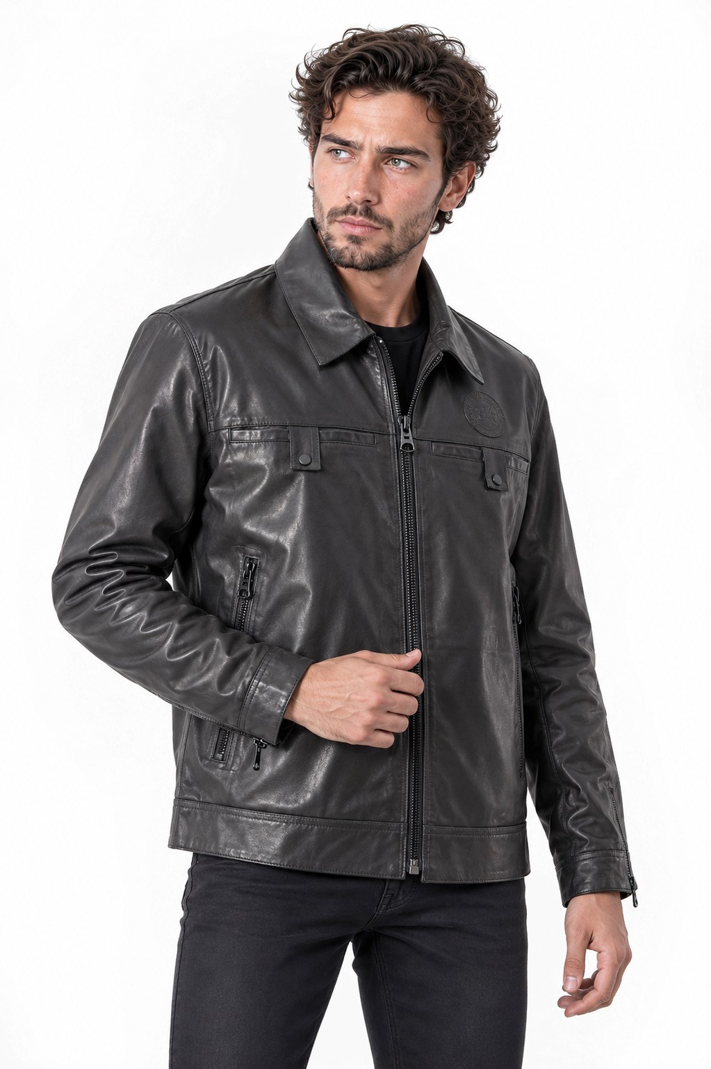 Erkek deri ceket fermuarlı spor.Code:23878