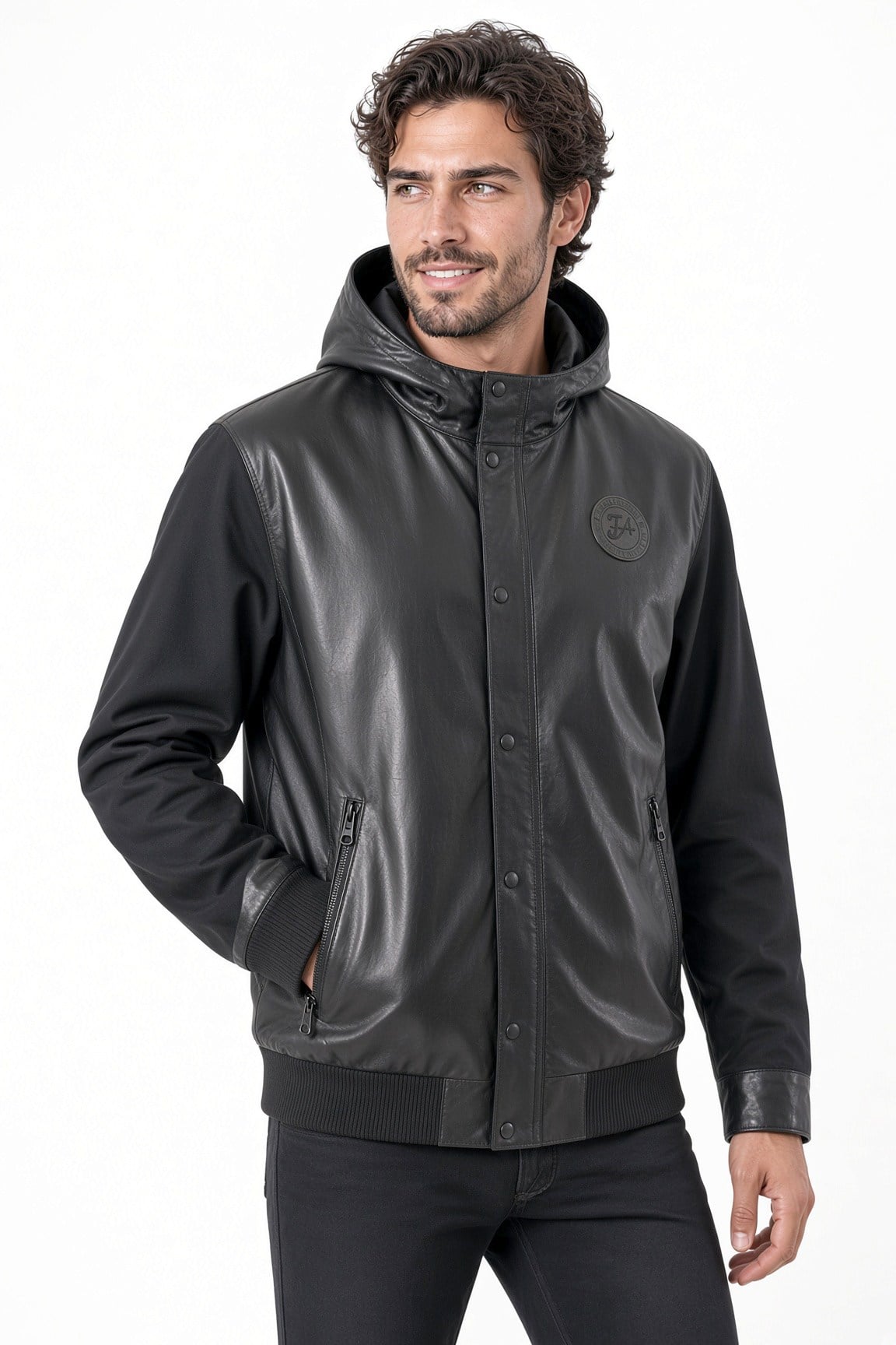 Erkek deri mont beli lastikli kumaş detaylı.Code:23875
