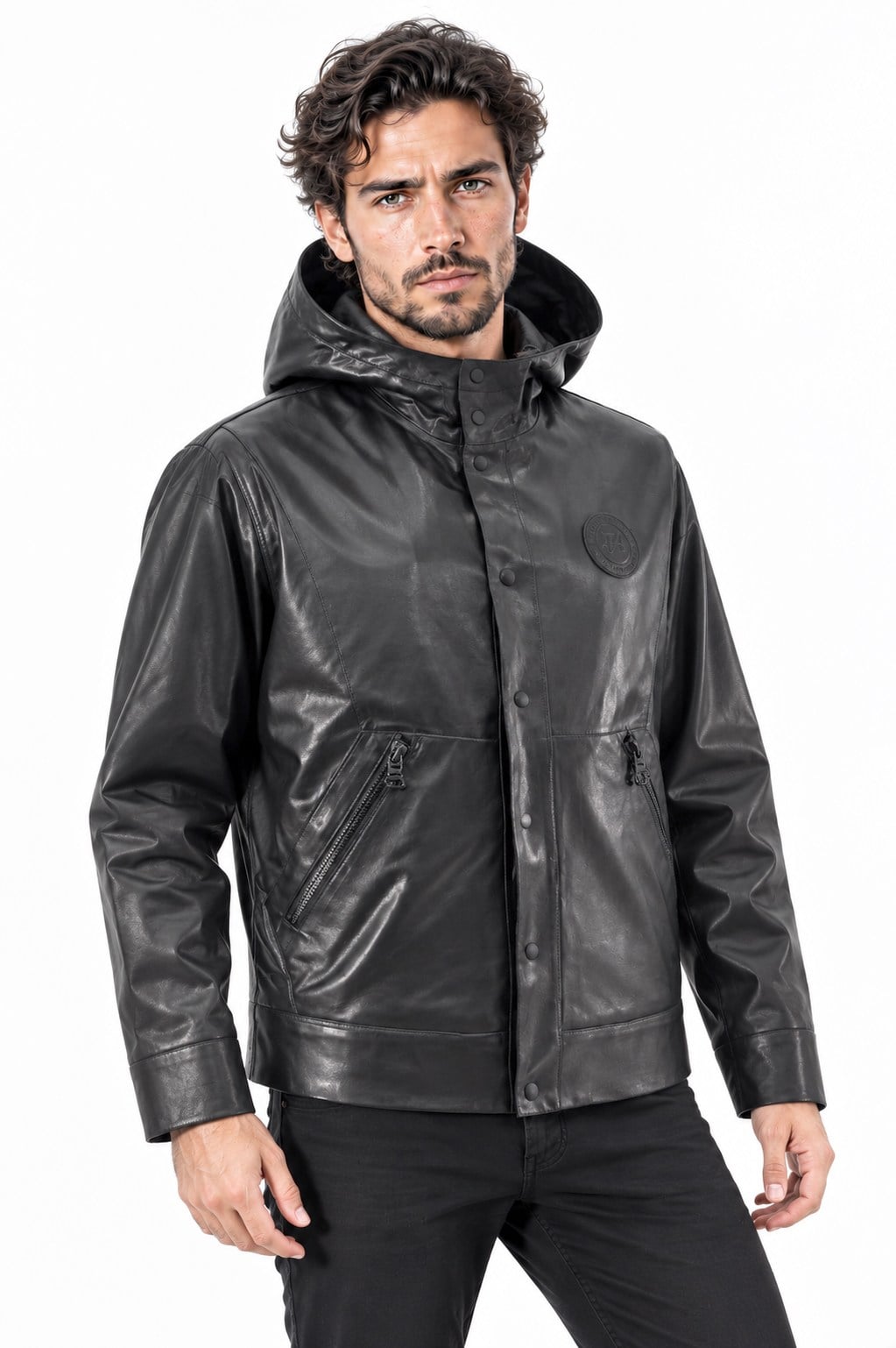 Erkek deri mont kapişonlu.Code:23874