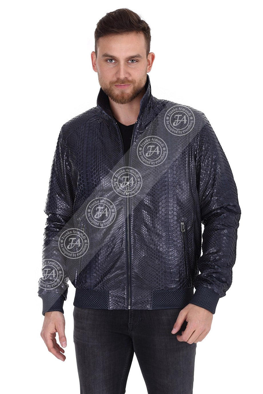 Erkek Gerçek Deri Spor Luxury Mont Beli Lastikli  Kopmle Piton Lacivert  K-873-19611