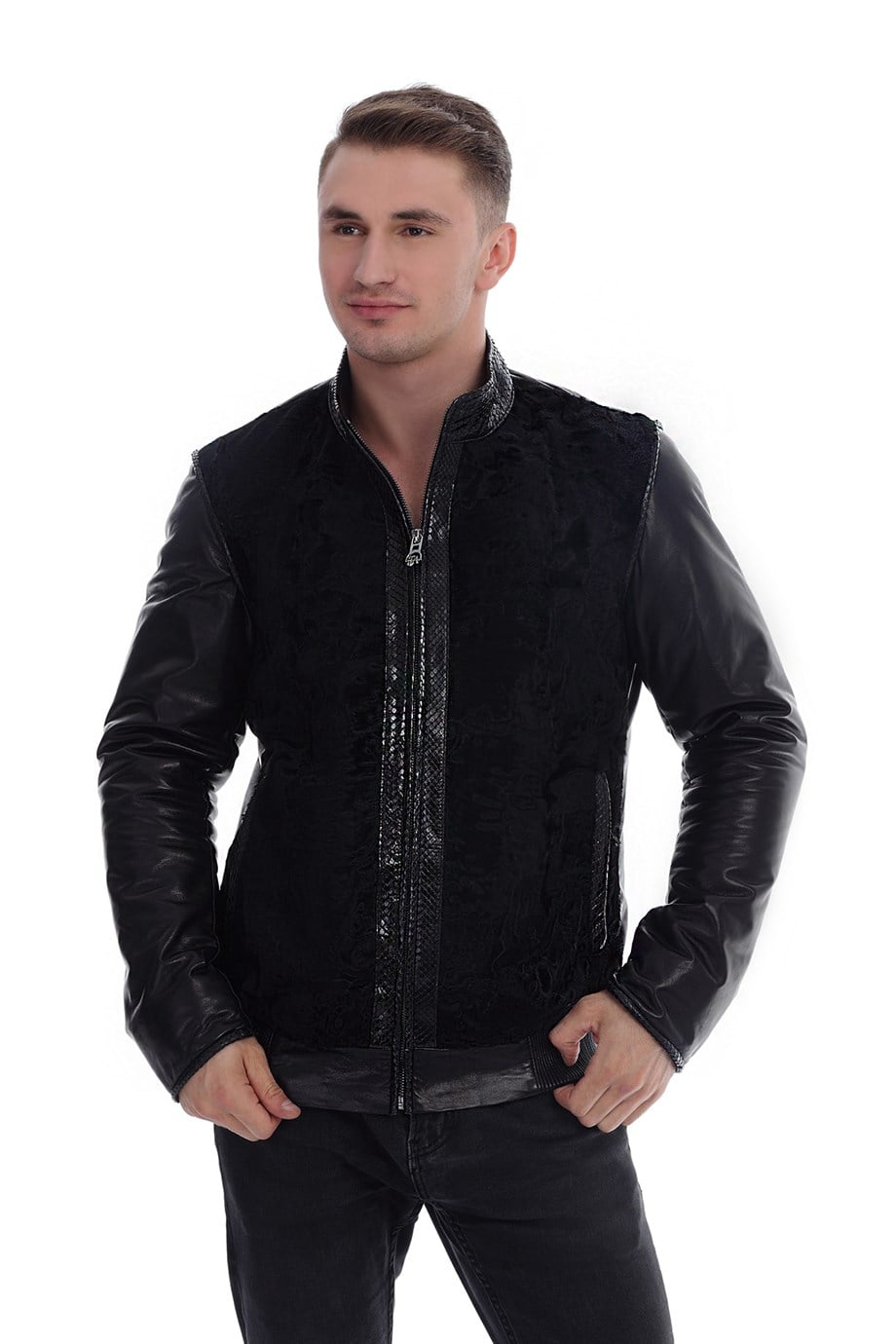 Erkek Gerçek Deri Spor Luxury Mont Çıkma Kol Swakara   Siyah K-1024-19671 FA1