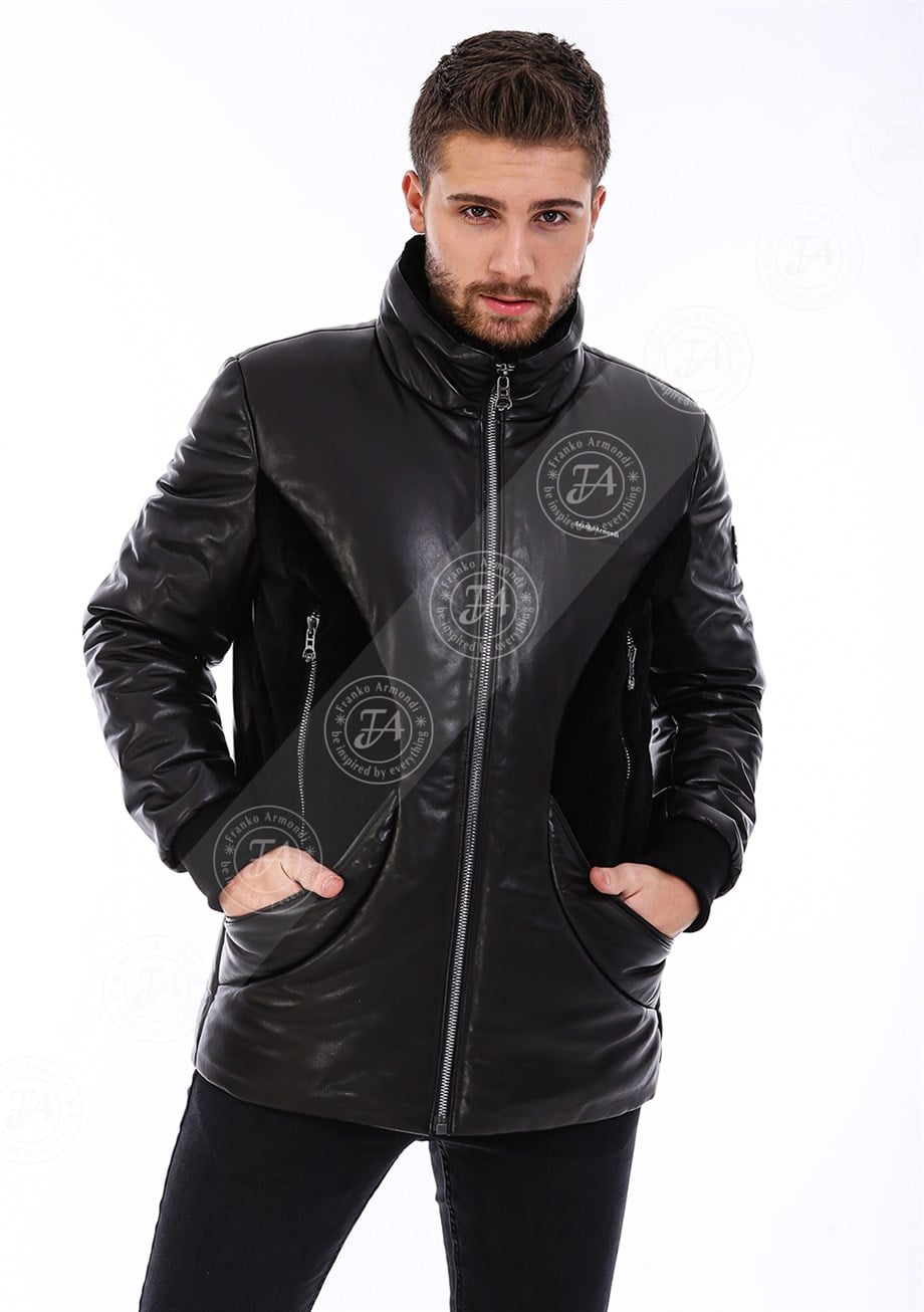 Erkek Gerçek Deri Spor Luxury Mont Siyah K-1599-20084 FA5