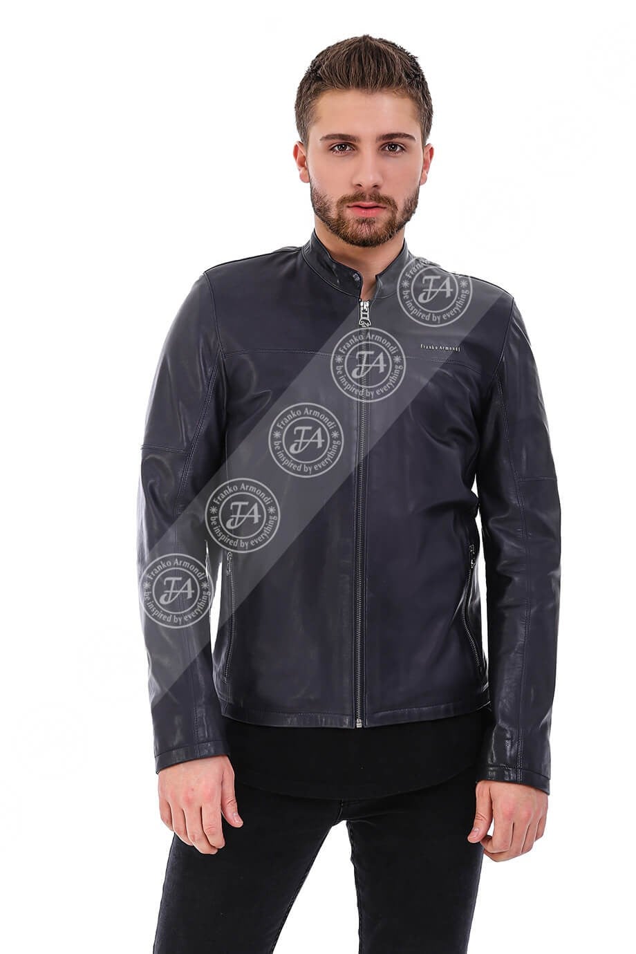 Erkek Gerçek Deri Spor Mont Lacivert K-347 HY-18680 FA5
