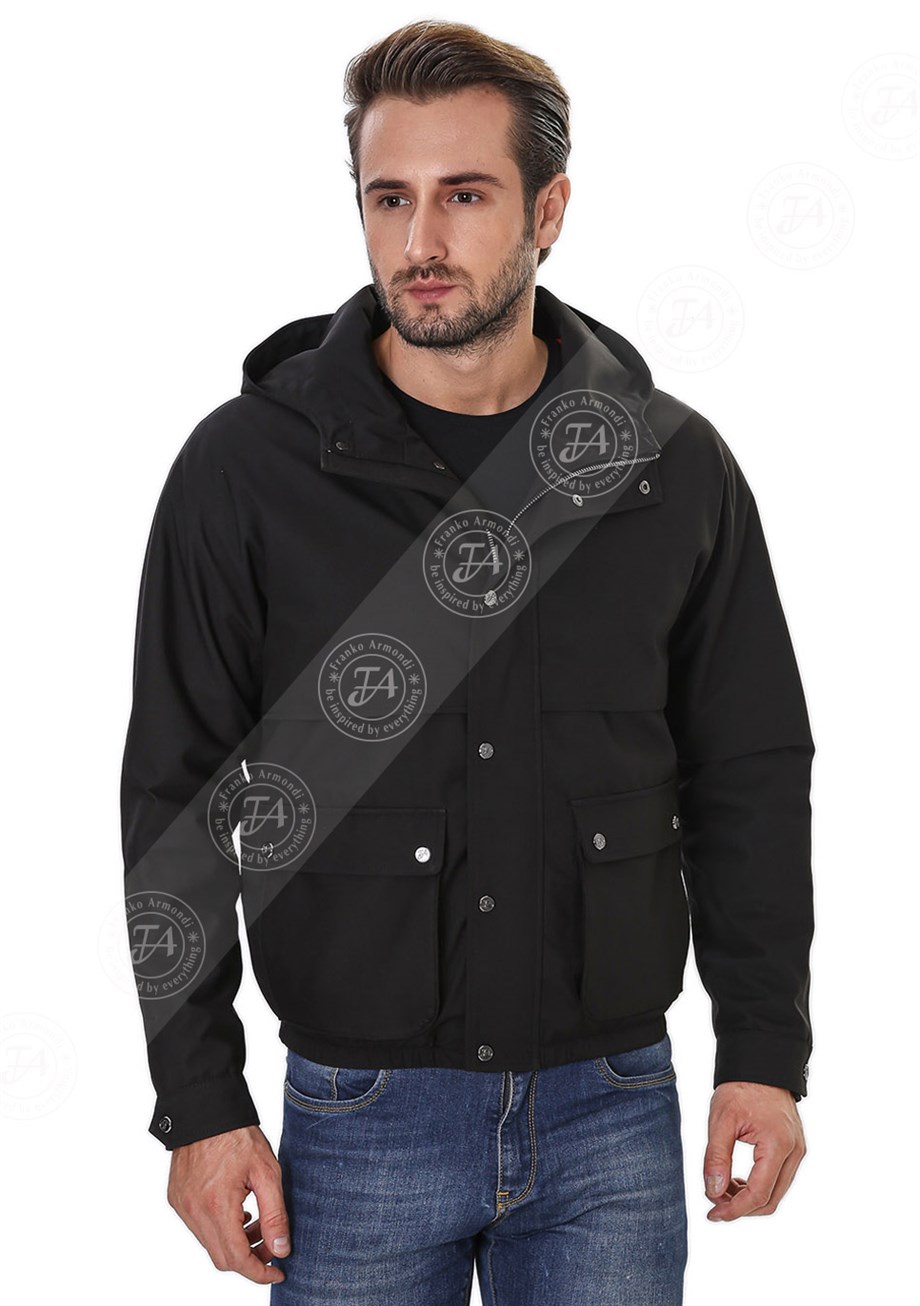 Erkek Su Geçirmez Kumaş Spor Kapşonlu Mont K-1556-19924 FA4