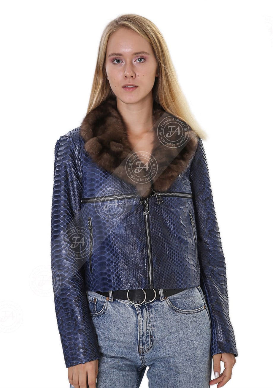 Kadın Gerçek Deri Spor Luxury Mont Lacivert BK-1355-19479 FA4