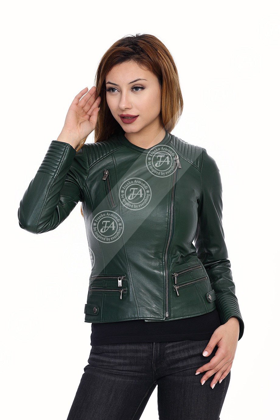 Bayan Gerçek Deri Biker Spor Mont BK-620-17112 