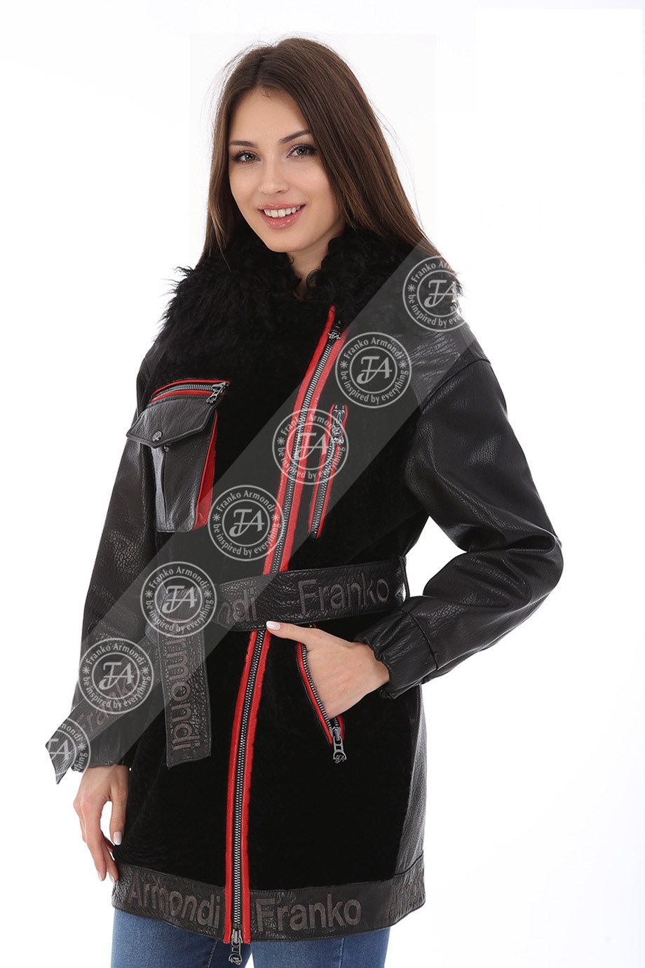 Bayan Gerçek Deri Kışlık Spor Luxury Kaban Siyah BK-1580 - 19973 FA3