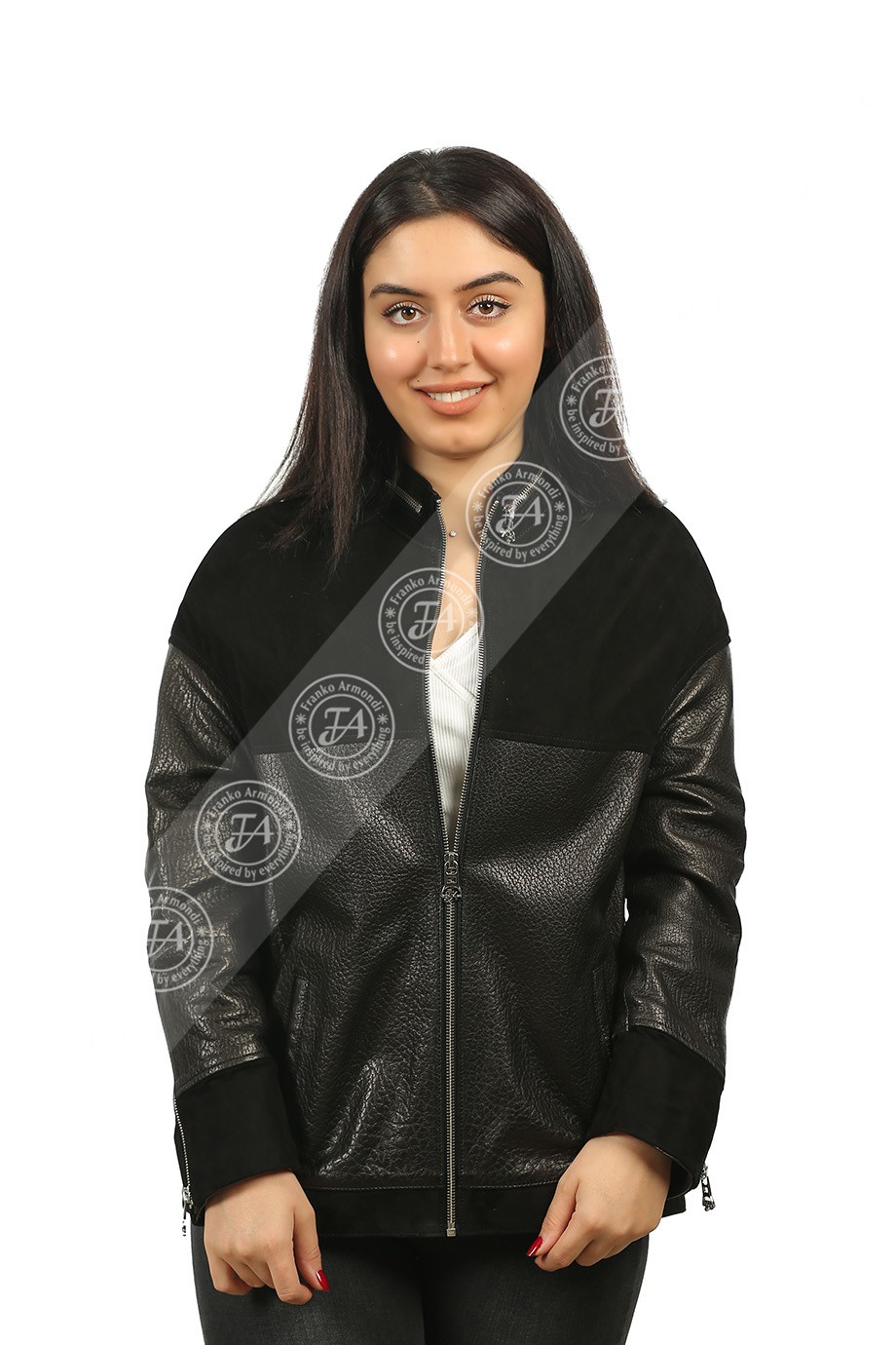 Bayan Gerçek Deri Klasik Ceket  Oversize Süet Siyah bk-1290-19297 FA2