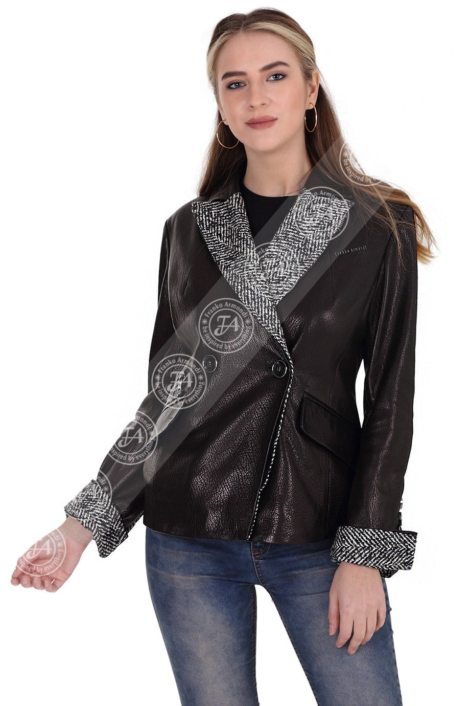 Bayan Gerçek Deri Klasik Ceket  Siyah bk-1439-19604 FA2