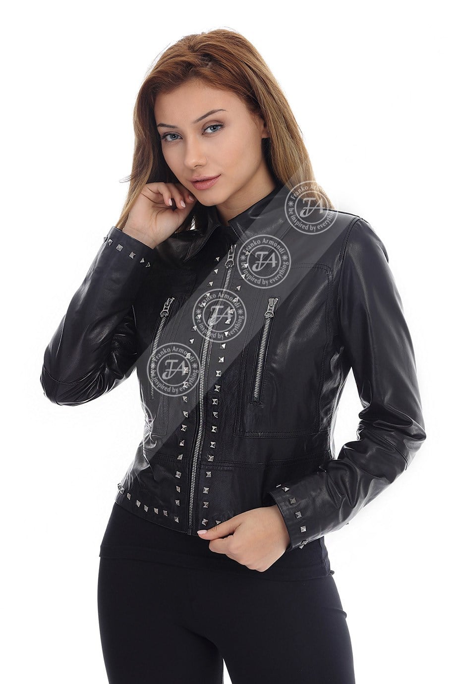 Bayan Gerçek Deri Klasik Ceket Trok Siyah BK-1419-19674 FA2