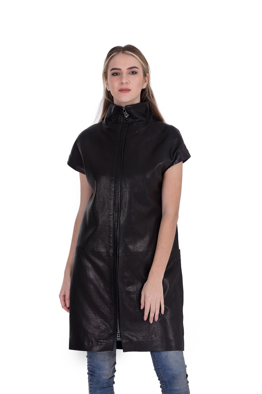 Bayan Gerçek Deri Klasik Elbise Siyah YLK-B-1372-19568 FA2