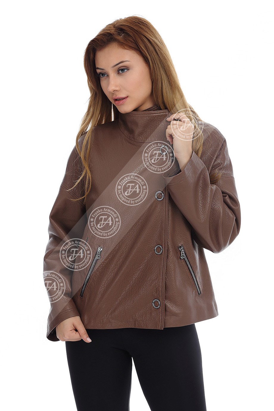 Bayan Gerçek Deri Klasik Kaban  Oversize Bej bk-1430 G-19635 FA2