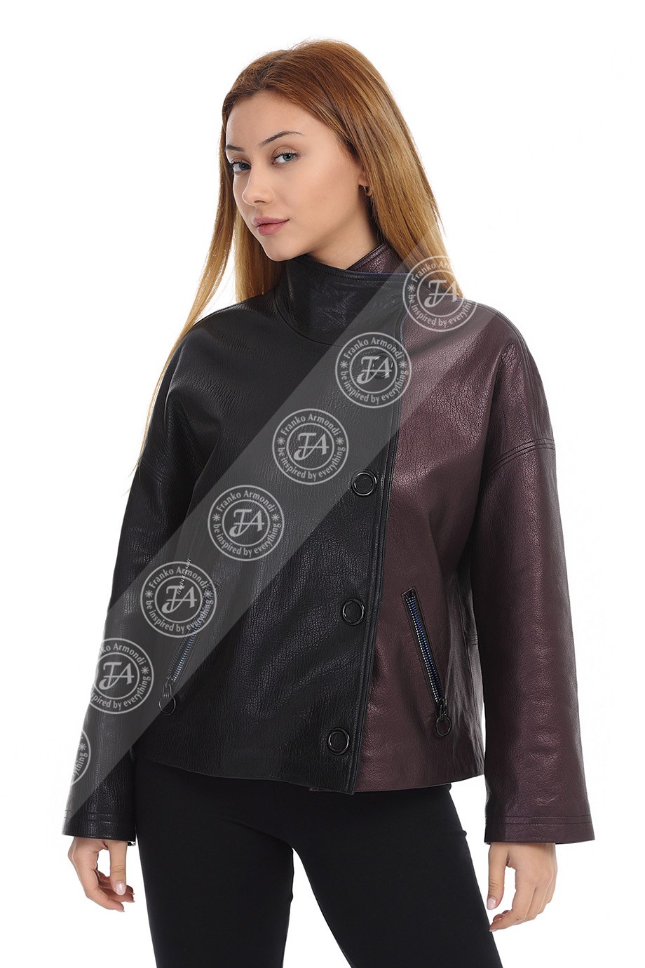 Bayan Gerçek Deri Klasik Kaban  Oversize Siyah bk-1430 G-19603 FA2