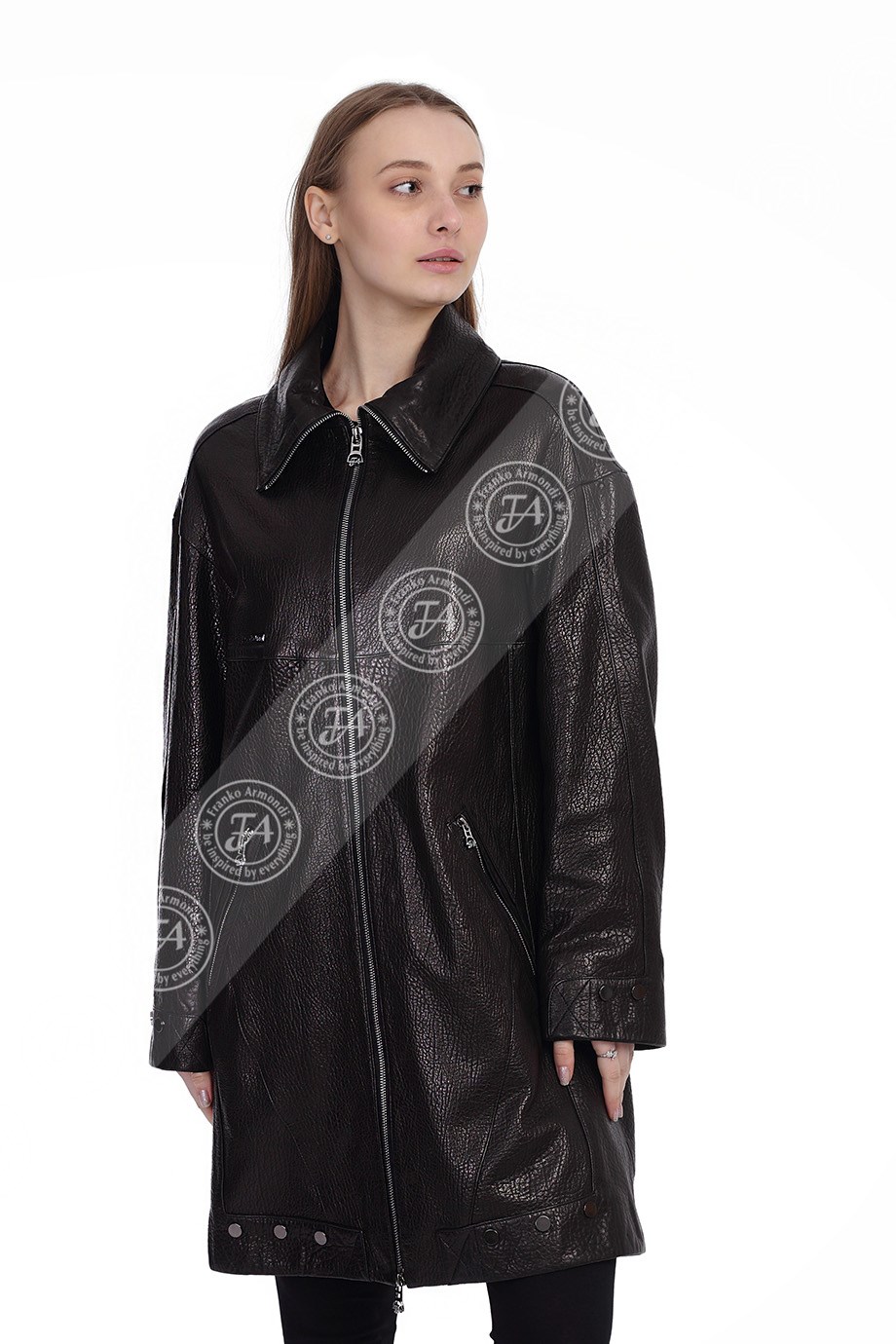 Bayan Gerçek Deri Klasik Kaban  Siyah BO-1460A-19715 FA2