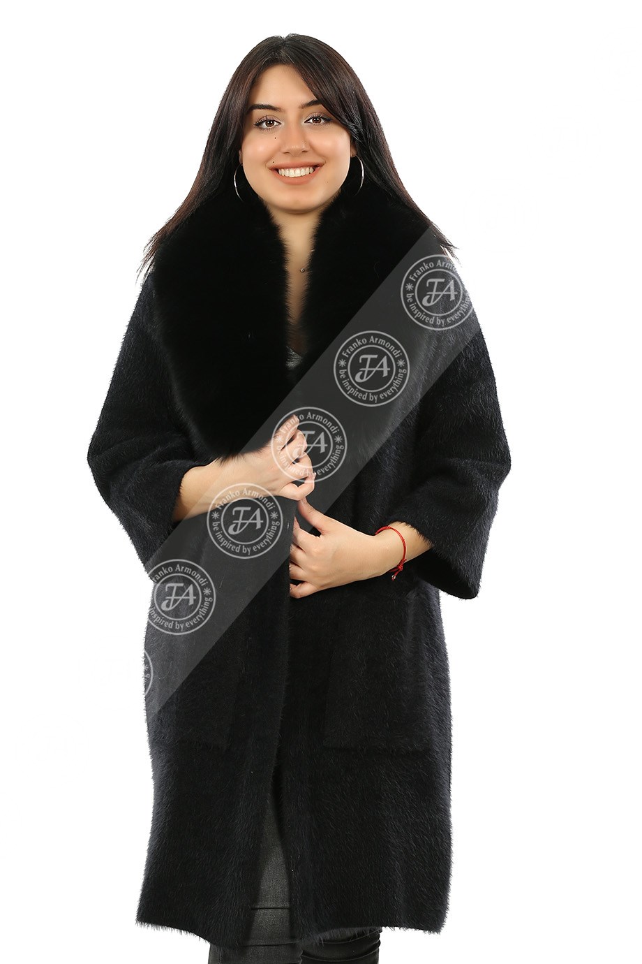 Bayan Gerçek Deri Klasik Luxury Kaban  Triko Tilki Siyah mk-bbk-19-19-19514 FA2