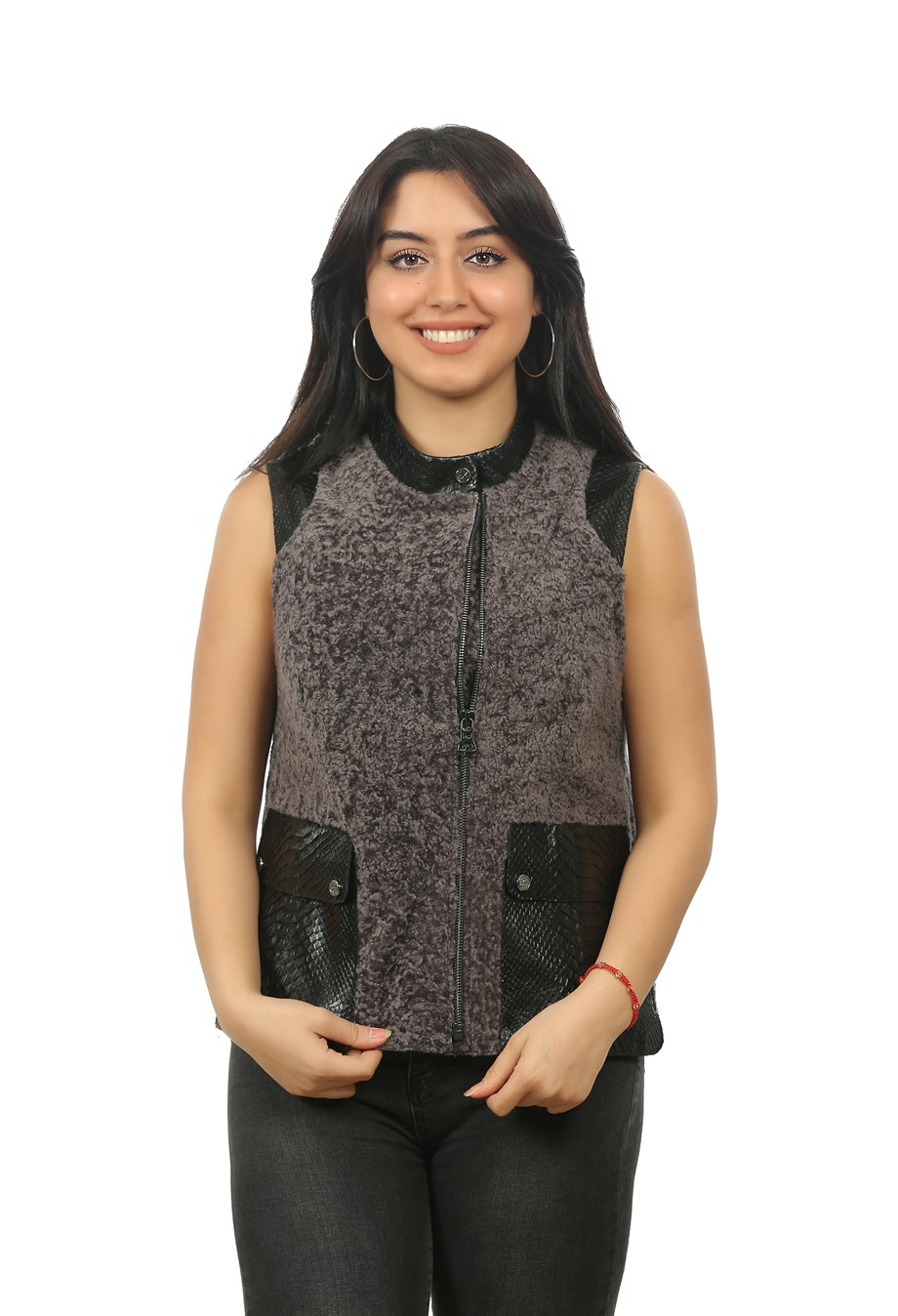 Bayan Gerçek Deri Klasik Luxury Yelek   Siyah ylk-b-896-17984 FA2