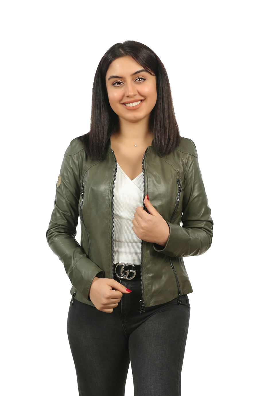 Bayan Gerçek Deri Klasik Mont  Haki BK-1307-19354 FA2