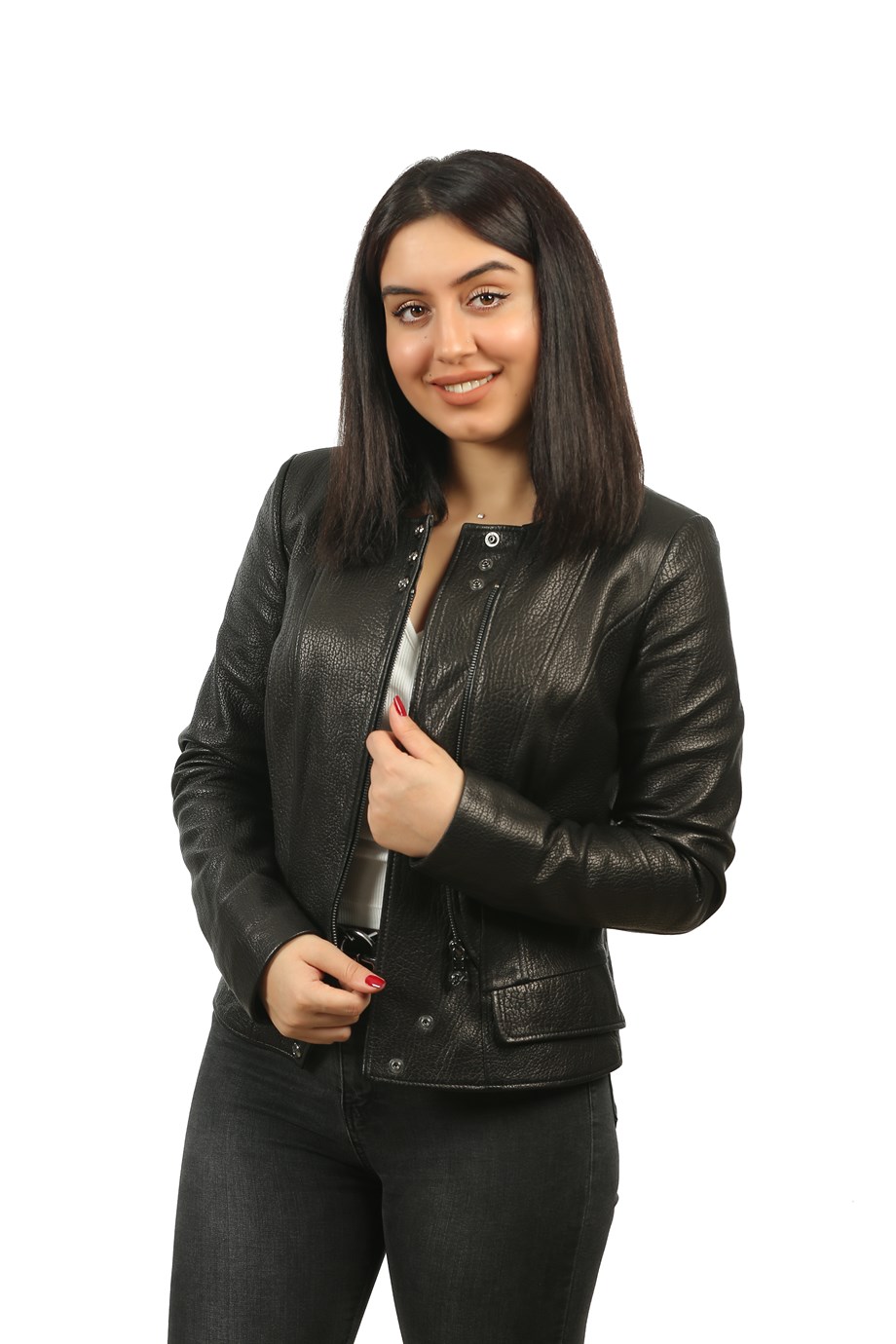 Bayan Gerçek Deri Klasik Mont Siyah MBK-1303-19345 FA2