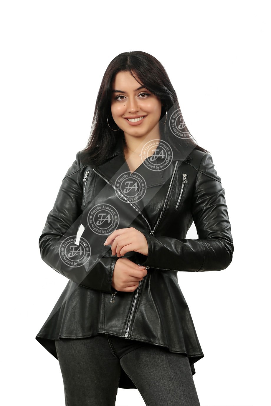 Bayan Gerçek Deri Spor Biker Mont Siyah bk-1222-19178 FA2