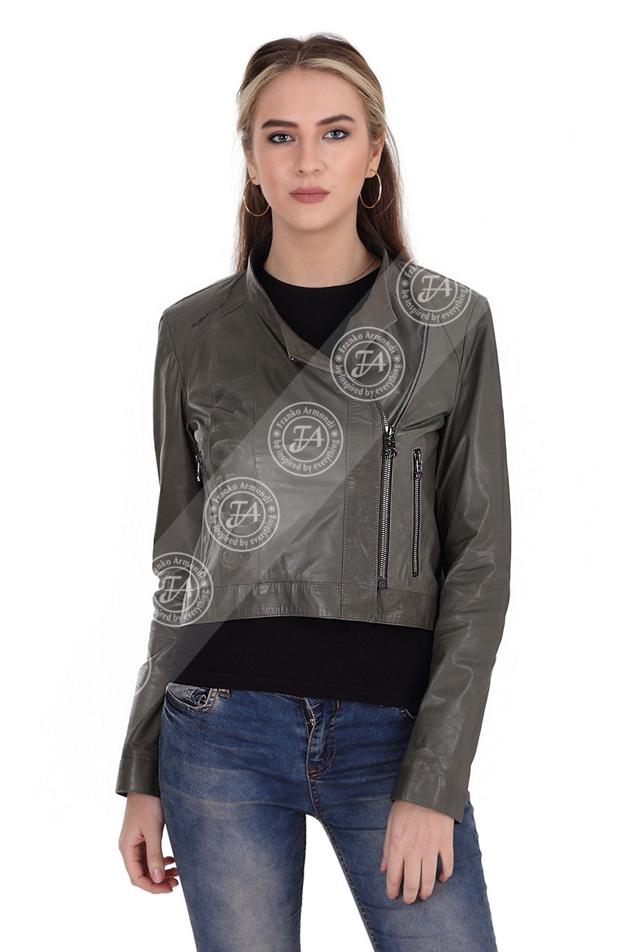 Bayan Gerçek Deri Spor Luxury Mont Yazılı Haki EBK-1405-19527 FA2