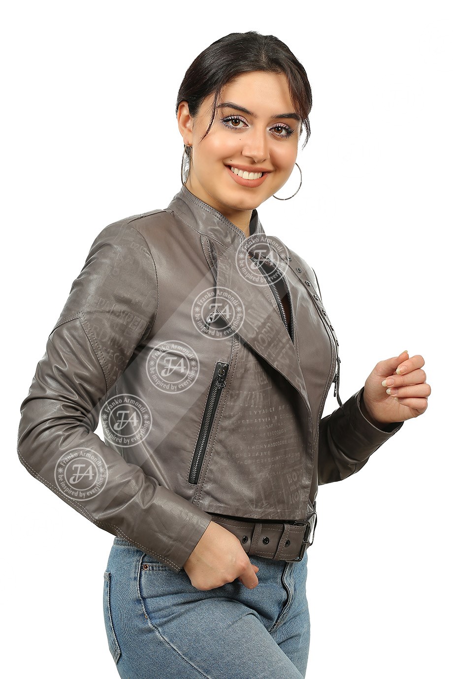 Bayan Gerçek Deri Spor Luxury Mont Yazılı Gri bk-1356-19446 FA2