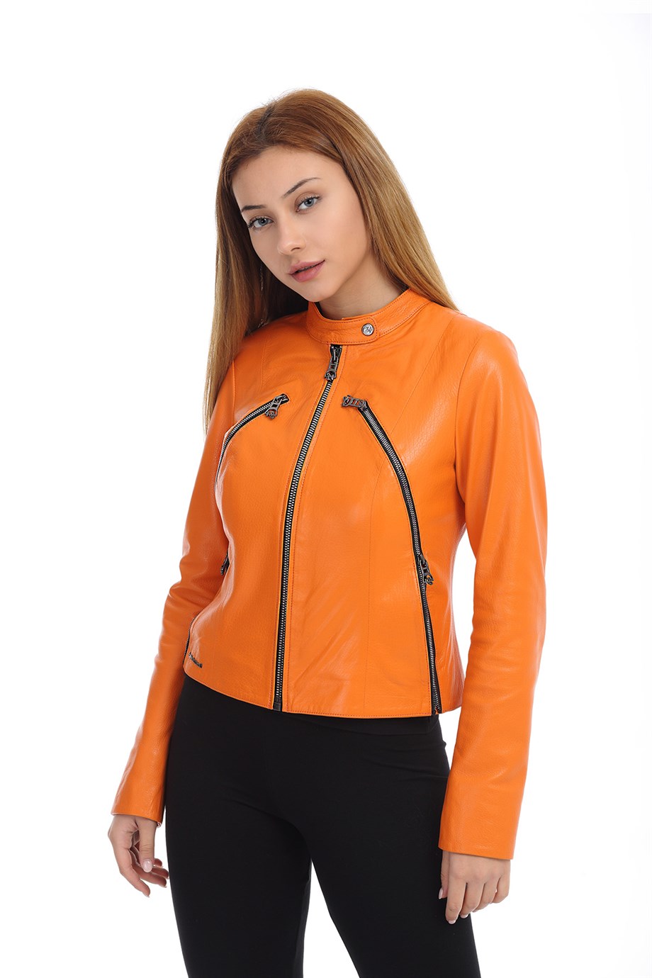 Bayan Gerçek Deri Spor Mont  Turuncu MBK-1306-19553 FA2