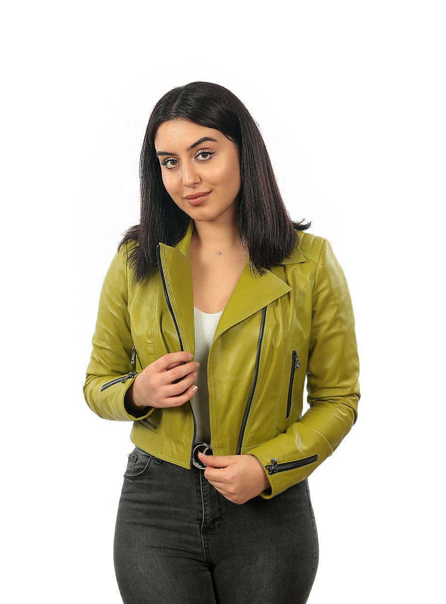 Bayan Gerçek Deri Spor Mont Fıstık Yeşili MBK-1308-19429 FA2