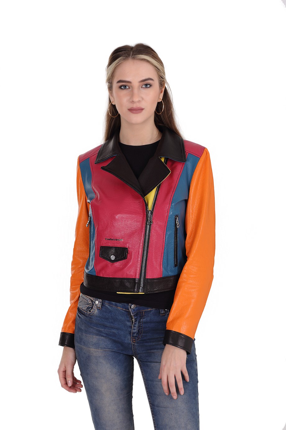 Bayan Gerçek Deri Spor Mont Multi Color BK-827-19559 FA2