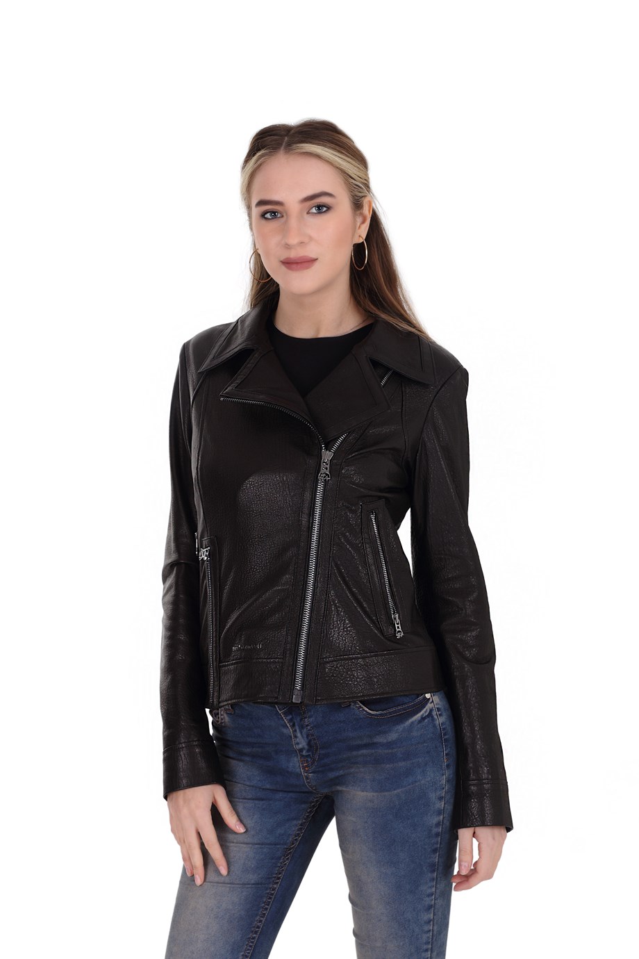 Bayan Gerçek Deri Spor Mont Neda Siyah BK-1370-19562 FA2