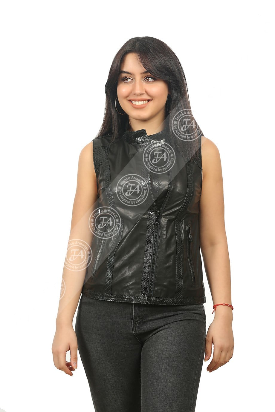 Bayan Gerçek Deri Spor Yelek  Piton Siyah  ylk-b-1292-19289 FA2
