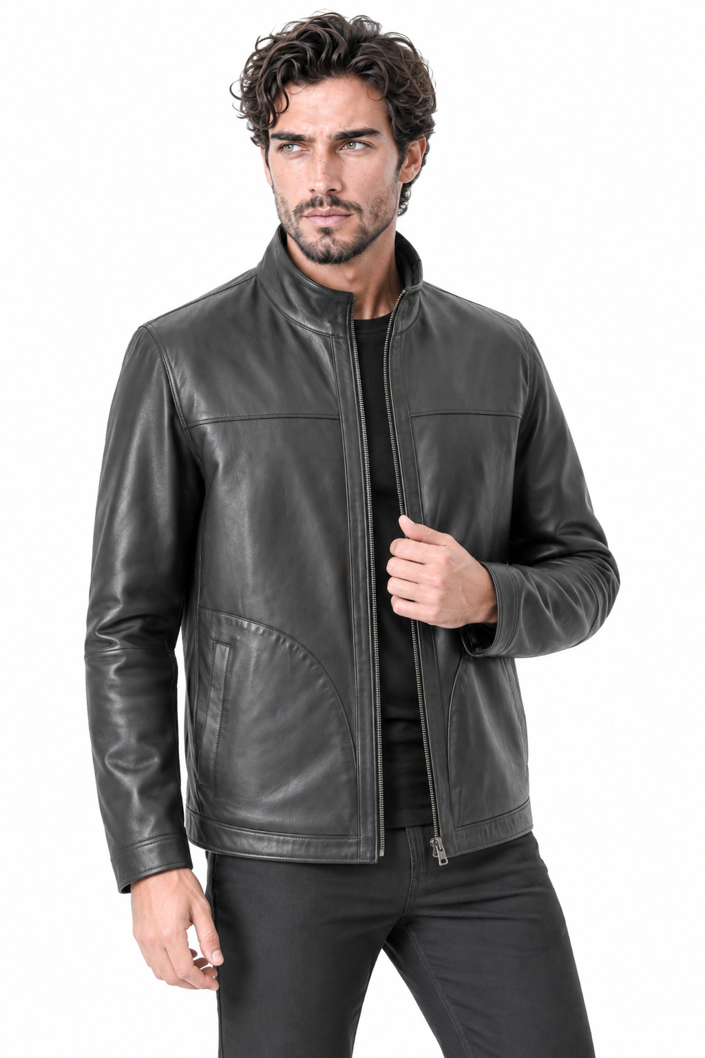 Erkek Deri Ceket- Code: 24354 - Siyah Spor Ceket