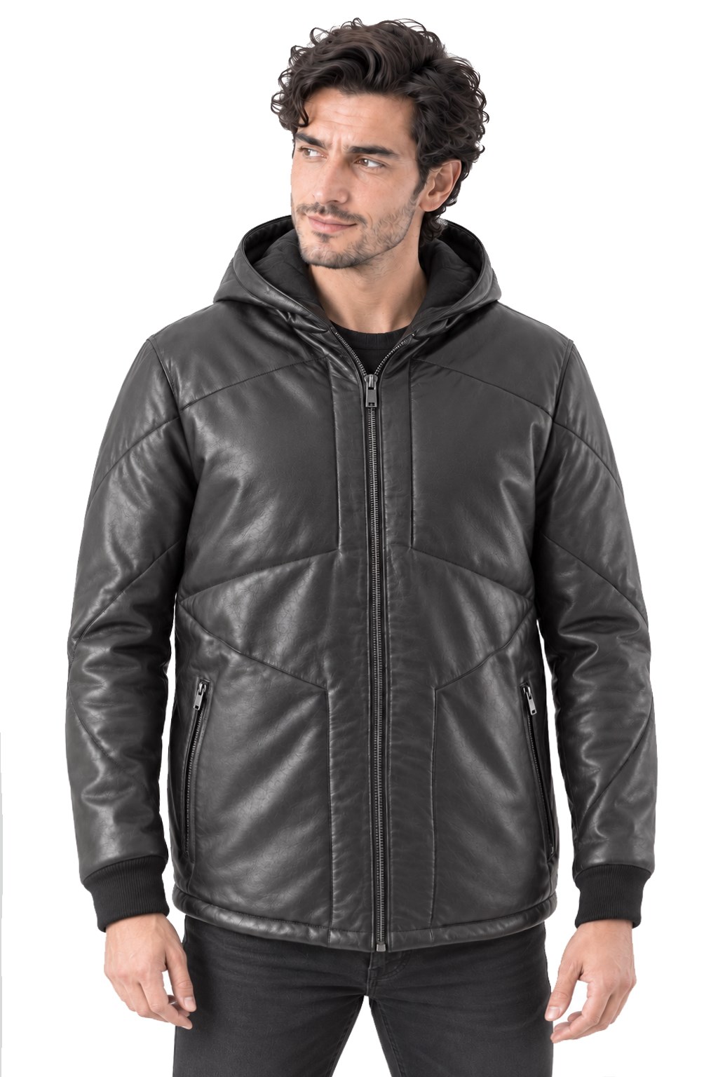 Erkek deri kaban kapişonlu Code :24397