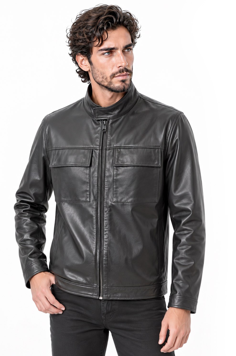 Erkek deri mont fermuralı spor.Code:23920