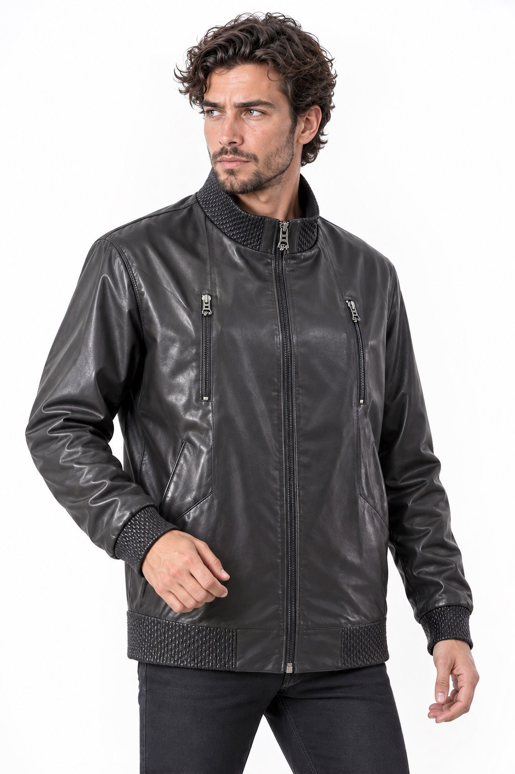 Erkek deri mont fermurlı beli lastiklki spor.Code:23913