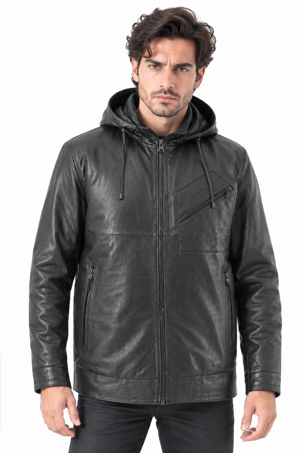 Erkek deri mont kapişonlu.Code:24379