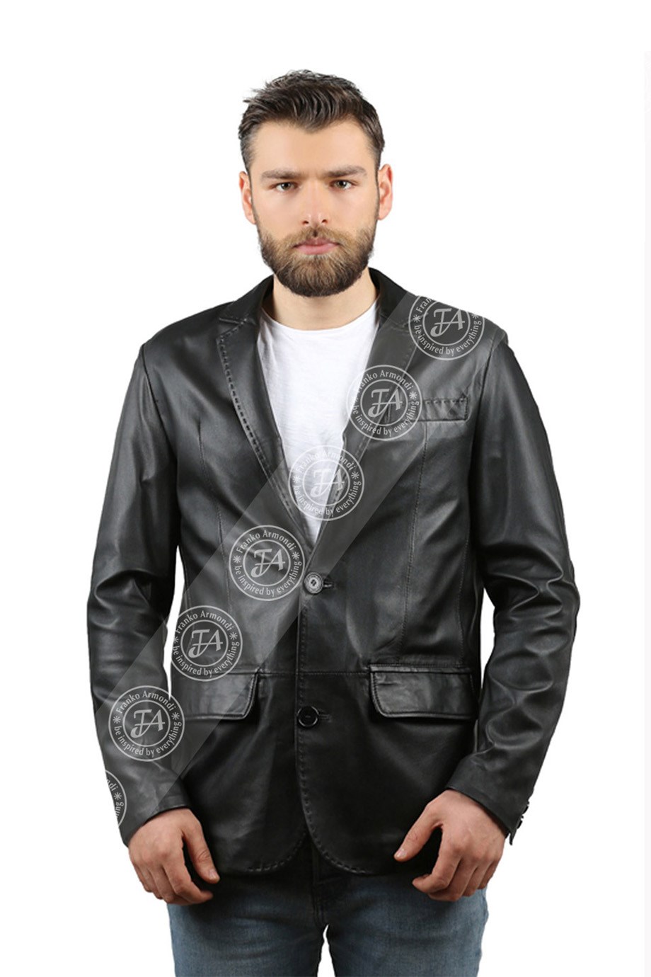 Men's Genuine Leather Sport Coat Yellow K-517-16455